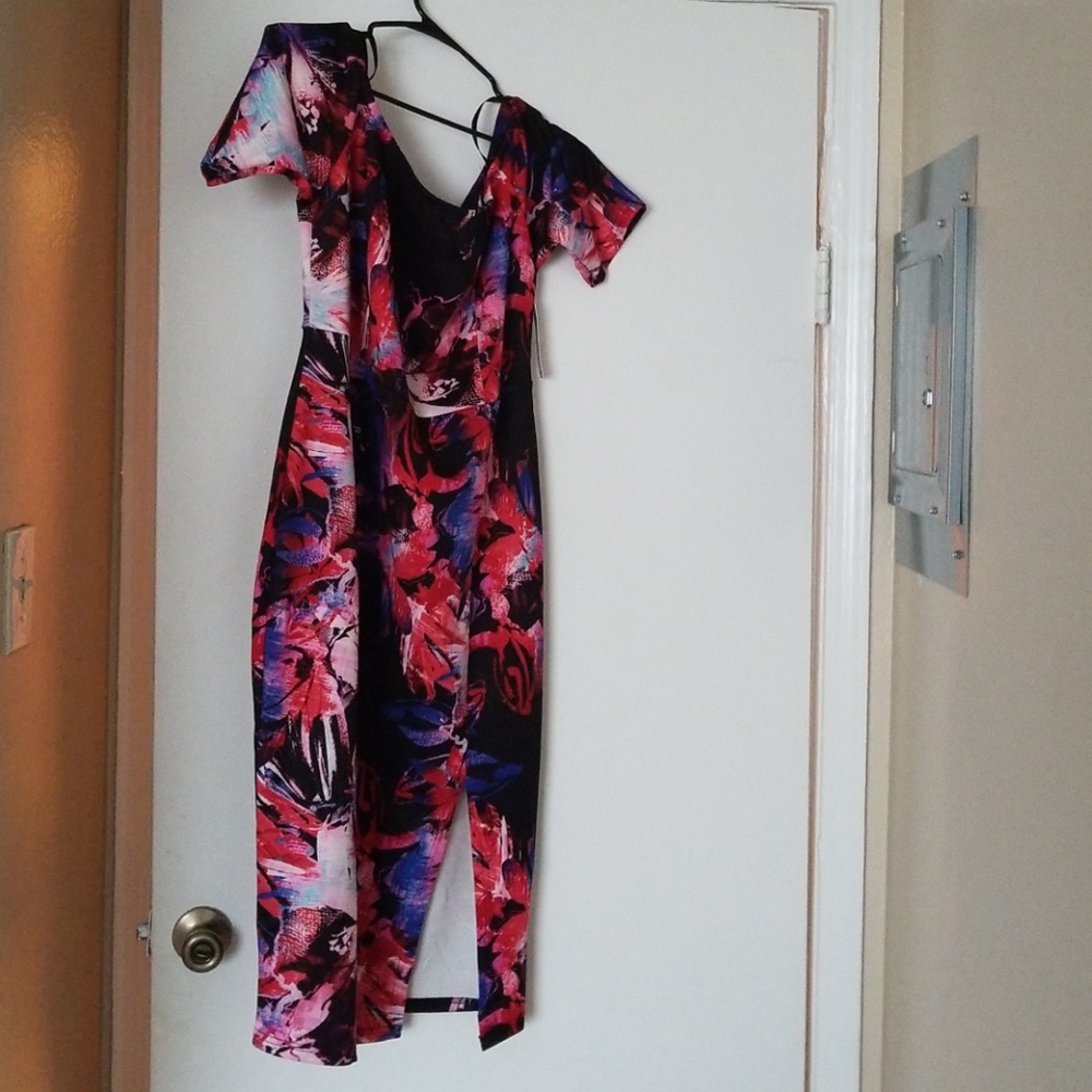 Off shoulder electric flre dress